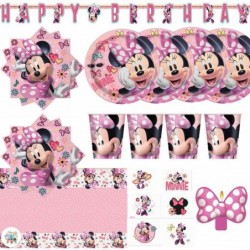 Minnie Mouse Birthday Party Supplies Pack For 16 Guests With Plates Cups Napkins Table Cover Tattoos Birthday Banner Candle a...