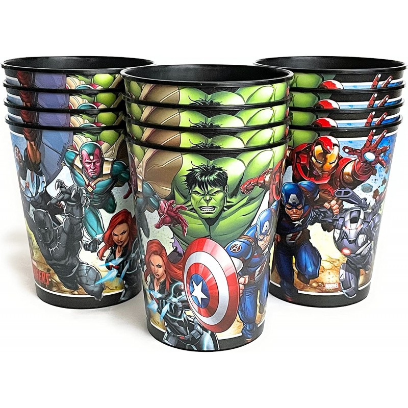 Marvel Avengers Superhero Birthday Party Supplies Set of 12 16oz Plastic Reusable Favor Cups $30.73 Kids' Party Tableware