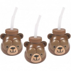 Woodland Party Bear Shaped Cups with Lids - set of 8 - Holds 14 oz - Birthday Party Supplies $32.71 Kids' Party Tableware