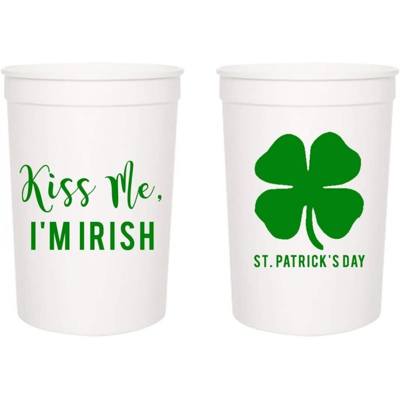 Kiss Me I'm Irish Party Cups - St Patty's Day Party Stadium Cups 16oz - Set of 12 - Perfect for St Pattys Day Party - St Patr...