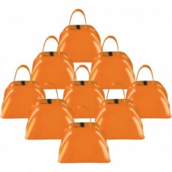 3 Inch Orange Metal Cowbell Noisemakers - Pack of 12 - Loud Metal Cowbell Noise Makers with Handles Great for Football Games ...