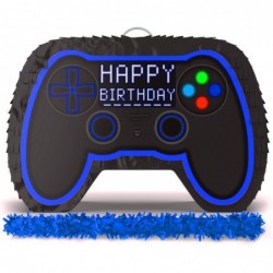 Blue Video Game Controller Pinata (Small Stick Included) 17.5”x11”x 5” Perfect for Birthday Gamer Parties Party Decor Gaming ...