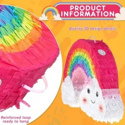 Rainbow Shaped Pinata Cute Cloud Pinata Fiesta Party Pinata with Stake Rainbow Paper Blindfold and Holographic Confetti Rainb...