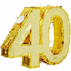 Gold Foil Number 40 Pinata for 40th Birthday Party Decorations Centerpieces Anniversary Celebrations (Small 16.5 x 13 In) $38...