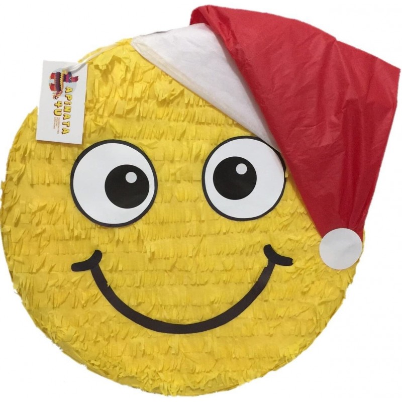 APINATA4U Christmas Emoticon Pinata with Santa Claus Hat Christmas Party Supplies Christmas Decorations Christmas Themed Part...