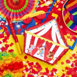 15.7 Inches Circus Tent Pinata Circus Carnival Pinata with Blindfold Pinata Bat and Confetti Carnival Theme Party Decorations...