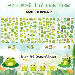 Frog Stickers Summer Spring Happy Honey Frog Decal Sticker 760 Counts Party Cute Gifts Goodie Bags Decor School Reward Birthd...