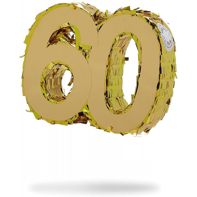 Mini Gold Foil Pinata for 60th Birthday Party Anniversary Number 60 (7.8 x 6.5 x 2 In) $15.39 Piñatas