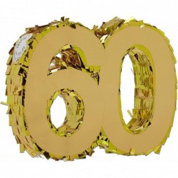 Mini Gold Foil Pinata for 60th Birthday Party Anniversary Number 60 (7.8 x 6.5 x 2 In) $15.39 Piñatas