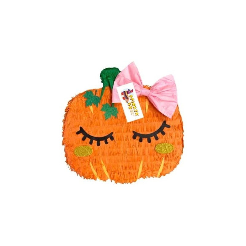 Girly Pumpkin Pinata Fall Theme Party Halloween Pumpkin with Pink Bow $61.69 Piñatas