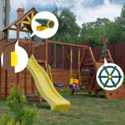 Playground Accessories for Kids Play Set Attachments with Pirate Ship Wheel Telescope and Telephone for Outdoor Backyard Swin...