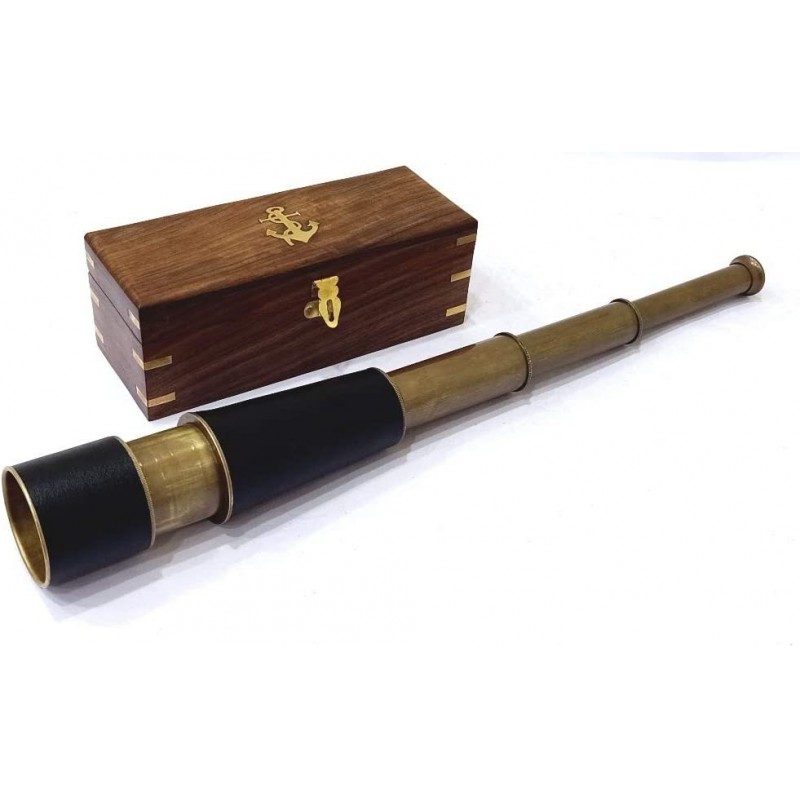 Nautical Brass Pirate Antique Telescope Replica Pirate Royal Navy Spyglass Telescope - 18inches Long Rustic Vintage Home Deco...