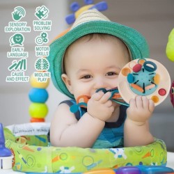 Baby Sensory Montessori Silicone Toy for 6-12 Months Travel Pull String Toy for 12-18 Months Developing Fine Motor Skill Mult...