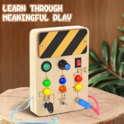 Busy Board with LED Light Montessori Toys with Toggle Switch Sensory Toys for Toddlers 1-3 Travel Toys for Educational Toddle...