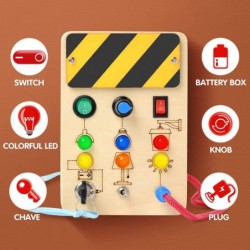 Busy Board with LED Light Montessori Toys with Toggle Switch Sensory Toys for Toddlers 1-3 Travel Toys for Educational Toddle...