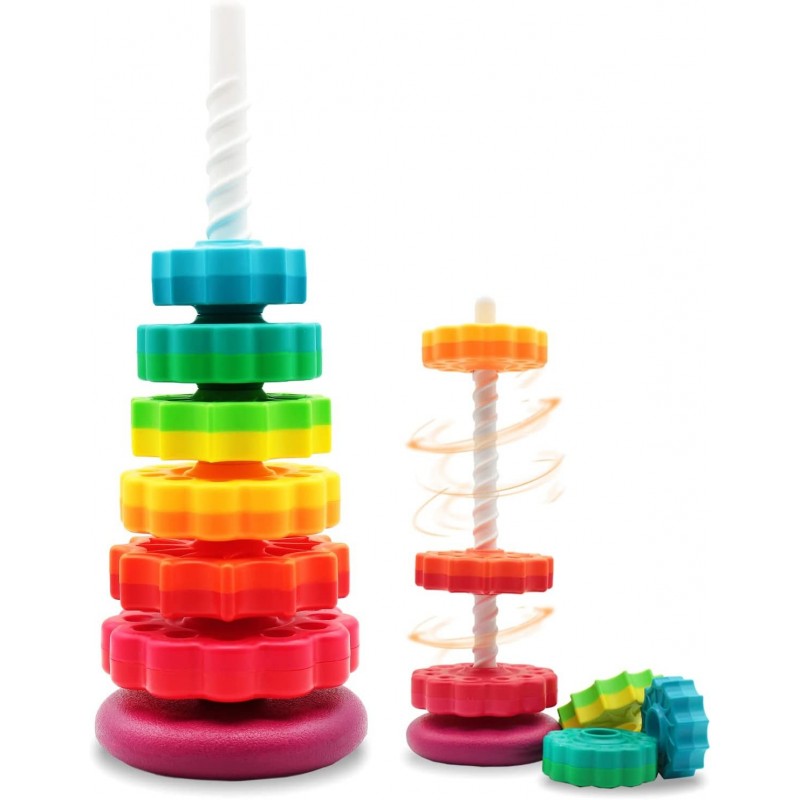 (1 PCS) Spinning Stacking Toys Spin Toys ABS Plastic and Color Rainbow Design Focus on Children Educational and Interactive L...