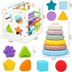 Montessori Toys for 1 Year Old 2 in 1 Baby Toys 6 to 12 Months Shape Sorter Toys with 10 Pcs Sensory Blocks&Stacking Toys Bab...