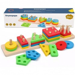 Ayanpape Wooden Educational Toddler Toys for Boys Girls Age 3 4 5 6 and Up Shape Color Recognition Preschool Stack and Sort G...