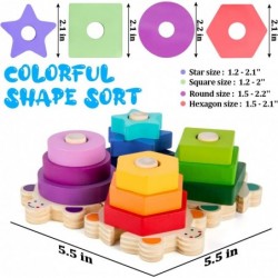 Wooden Blocks for Toddlers 1-3 Years Old Baby Boys Girls Stacking Blocks & Montessori Toys for Baby 12+ Months Color Shape So...