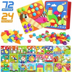 Button Art Toys Crafts for Toddler Activities Game Peg Board Preschool Toys Mosaic Pegboard for Kids Age 2 3 4 5 6 Girls Boys...