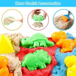 Play Sand: 46Pcs Sand Toys Set with 3lbs Colored Sand-Beach Sand Foldable Cloth Sandbox Castle Tools Dinosaur Figures-Sand Ar...