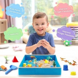 Play Sand: 46Pcs Sand Toys Set with 3lbs Colored Sand-Beach Sand Foldable Cloth Sandbox Castle Tools Dinosaur Figures-Sand Ar...