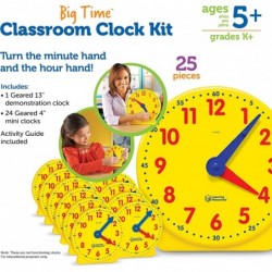 Classroom Clock Kit -25 Pieces Ages 5+ Clock for Kids Learning to Tell Time Clocks for Teaching Time Teacher and Classroom Su...