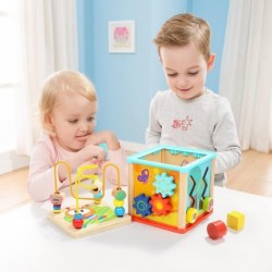 Toys for 1 Year Old Boy and Girl Birthday Gifts Activity Cube Wooden Educational Toys for One Year Old Bead Maze Shape Sorter...