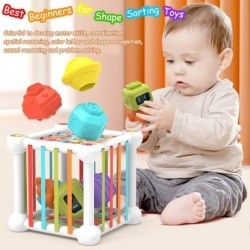 Shape Sorting Toy 7-in-1 Baby Shape Sorting Toys with Elastic Band Color Recognition Sensory Toy for Toddlers 1-5 Early Learn...