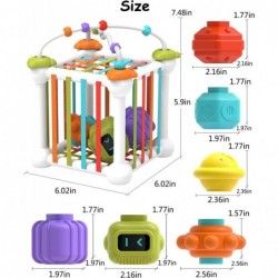 Shape Sorting Toy 7-in-1 Baby Shape Sorting Toys with Elastic Band Color Recognition Sensory Toy for Toddlers 1-5 Early Learn...