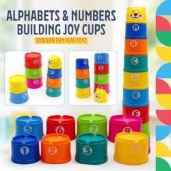 Stacking Cups Nesting and Stacking Cups Gift Colorful Educational Alphabets Numbers Building Joy Cups Toddler Fun Play Toys $...