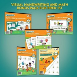 Channie’s All-In-One Visual Handwriting & Math Workbook Set for Pre-Kindergarten - 1st Grade Elementary School Students (5 Pa...