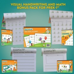 Channie’s All-In-One Visual Handwriting & Math Workbook Set for Pre-Kindergarten - 1st Grade Elementary School Students (5 Pa...