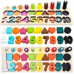 Wooden Number Puzzles for Toddlers Montessori Toys Color Shape Sorter Counting Game Preschool Learning Activities Educational...