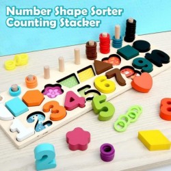 Wooden Number Puzzles for Toddlers Montessori Toys Color Shape Sorter Counting Game Preschool Learning Activities Educational...