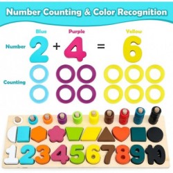 Wooden Number Puzzles for Toddlers Montessori Toys Color Shape Sorter Counting Game Preschool Learning Activities Educational...