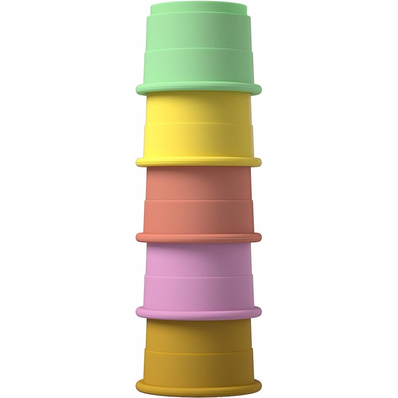 Soft Silicone Stacking Cups Toy 5 PCS Montessori Toys for 10+ Months Toddlers Building Toys Nesting Cups Toys for Educational...