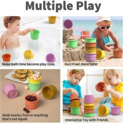 Soft Silicone Stacking Cups Toy 5 PCS Montessori Toys for 10+ Months Toddlers Building Toys Nesting Cups Toys for Educational...