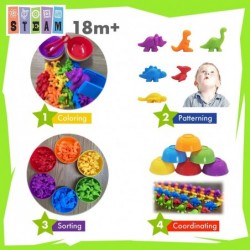 Counting Dinosaurs Matching Game with Sorting Cups Color Classification and Sensory Training Educational Learning Toys Set Gi...