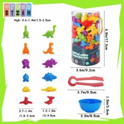 Counting Dinosaurs Matching Game with Sorting Cups Color Classification and Sensory Training Educational Learning Toys Set Gi...