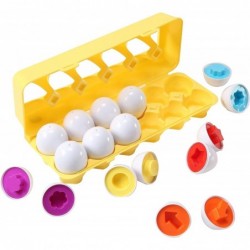 Fun Egg Matching Toy (Total 12 Eggs) - Toddler STEM Easter Eggs Toys Shape Recognition Toys for Kids Educational Color Sortin...