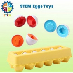 Fun Egg Matching Toy (Total 12 Eggs) - Toddler STEM Easter Eggs Toys Shape Recognition Toys for Kids Educational Color Sortin...