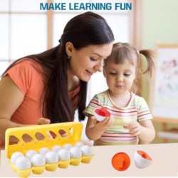 Fun Egg Matching Toy (Total 12 Eggs) - Toddler STEM Easter Eggs Toys Shape Recognition Toys for Kids Educational Color Sortin...