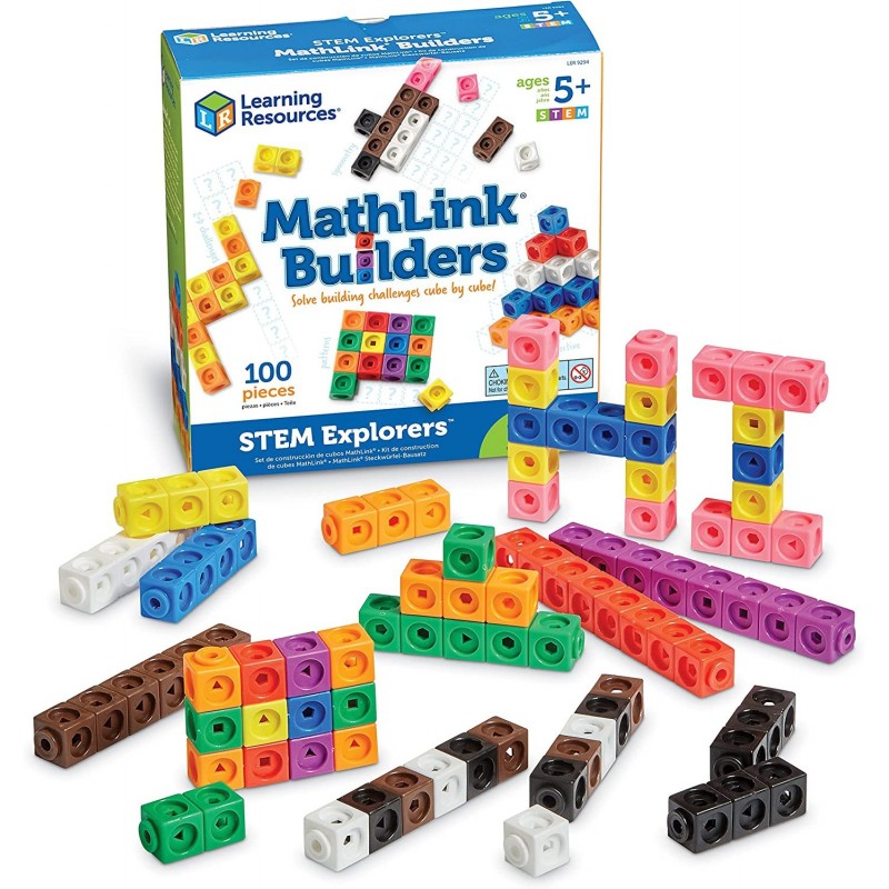 STEM Explorers MathLink Builders - 100 Pieces Ages 5+ Kindergarten STEM Activities Math Activity Set and Games for Kids Mathl...