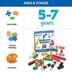 STEM Explorers MathLink Builders - 100 Pieces Ages 5+ Kindergarten STEM Activities Math Activity Set and Games for Kids Mathl...