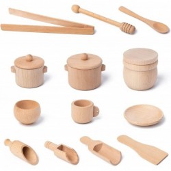 Montessori Toys Wooden Sensory Bin Tools with 14 Pcs Pretend Kitchen Play Sets for Preschool Toddlers $59.37 Early Developmen...