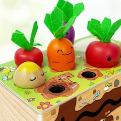 Wooden Montessori Toys - Carrot Harvest Game Preschool Learning Activities Shape Sorter Fine Motor Toys Learning Resources Mo...