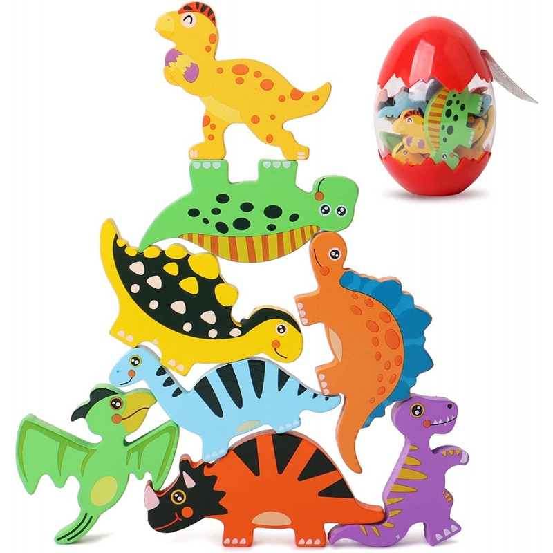 Easter Dinosaur Eggs Wooden Dinosaur Stacking Game 3 Years Old Montessori Toys $18.95 Early Development & Activity Toys