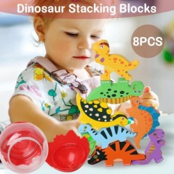 Easter Dinosaur Eggs Wooden Dinosaur Stacking Game 3 Years Old Montessori Toys $18.95 Early Development & Activity Toys