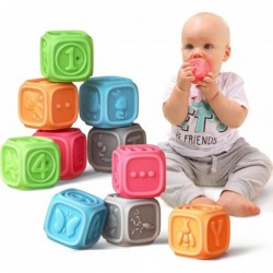 Baby Blocks Soft Baby Building Blocks for Toddlers Chewing Toys Educational Baby Bath Toys Play with Numbers Shapes Animals L...